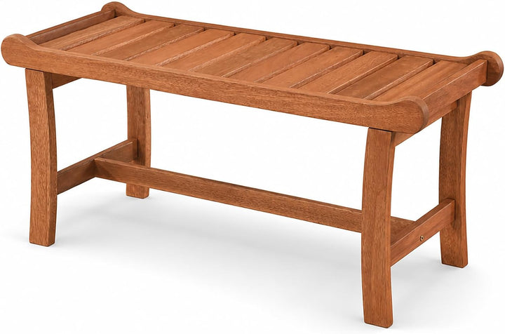 GIANTEX 2-Person Outdoor Wood Benches, 41.5 in Backless | Patio Dining Seating with Slatted Seats