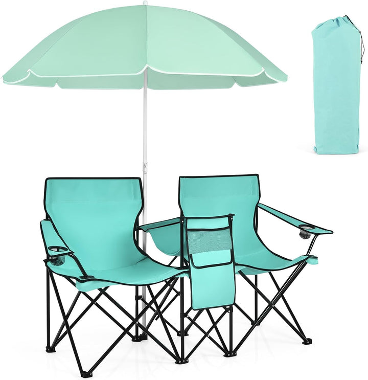 Giantex Camping Chairs Double Folding Chair with Canopy