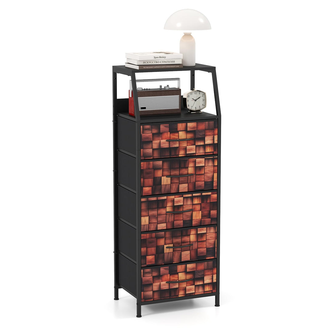 GIANTEX Industrial Nightstand | Tall Dresser with Sturdy Metal Frame (1/2)
