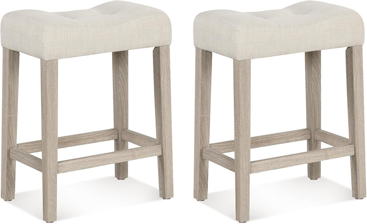 Giantex 24" Bar Stools Set of 2/4, Upholstered Counter Height Saddle Bar Stools