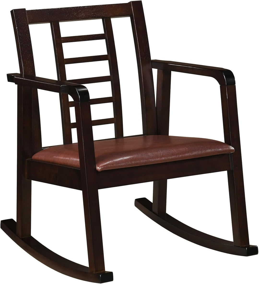 Giantex Wooden Solid Rubber Wood Rocker with Fabric Upholstered Seat (1/2)