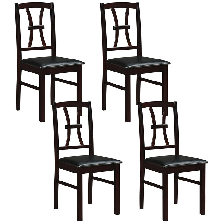 GIANTEX Wooden Dining Chairs Set of 2/4 | Faux Leather Kitchen Chairs w/ Elegant High Back
