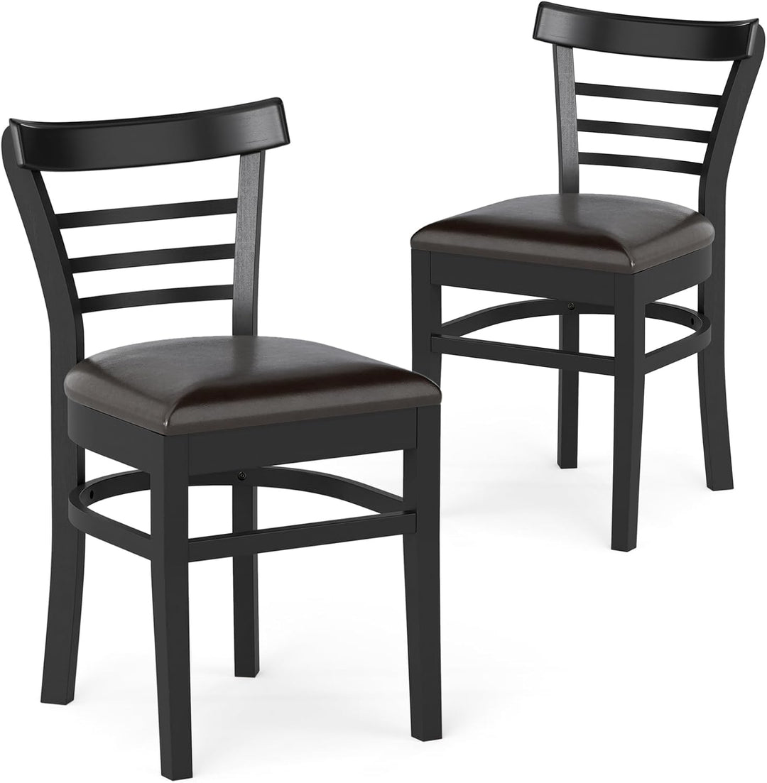 Giantex Wooden Dining Chairs Set PU Leather Upholstered Kitchen Chair w/Rubber Wood Legs