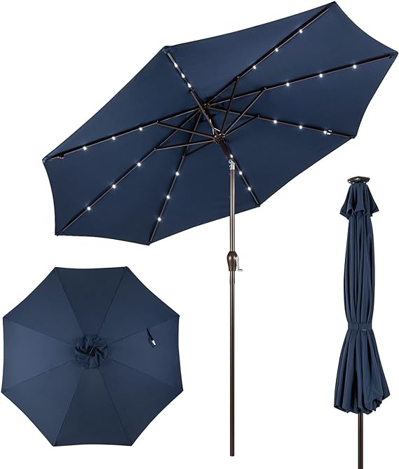 9ft Market Patio Umbrella w/Solar Lights