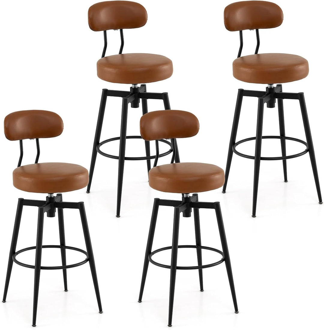 Giantex Swivel Barstools Set of 2/4 Faux Leather 31 Inch Bar Height Stools w/Upholstered Seat &amp; Back