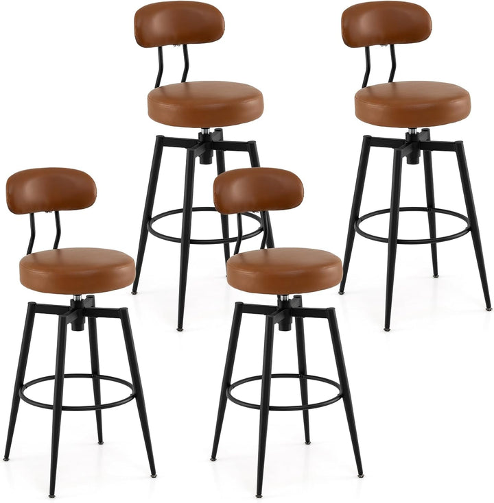Giantex Swivel Barstools Set of 2/4 Faux Leather 31 Inch Bar Height Stools w/Upholstered Seat &amp; Back