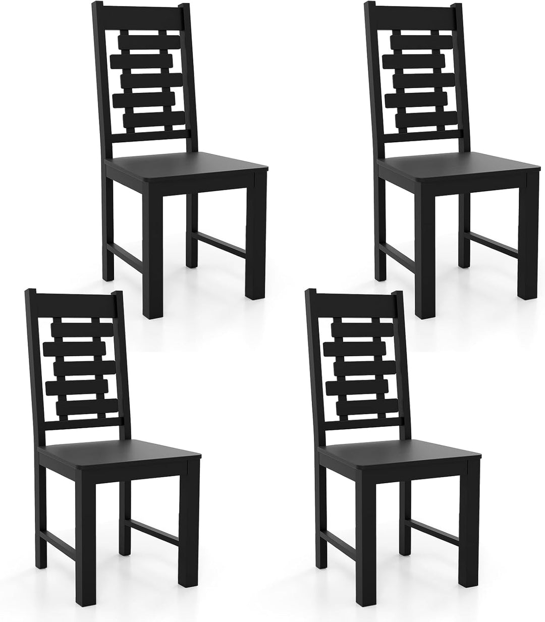 Giantex Wooden Dining Chairs Set 100% Solid Rubber Wood Kitchen Chair with High & Tilted Backrest