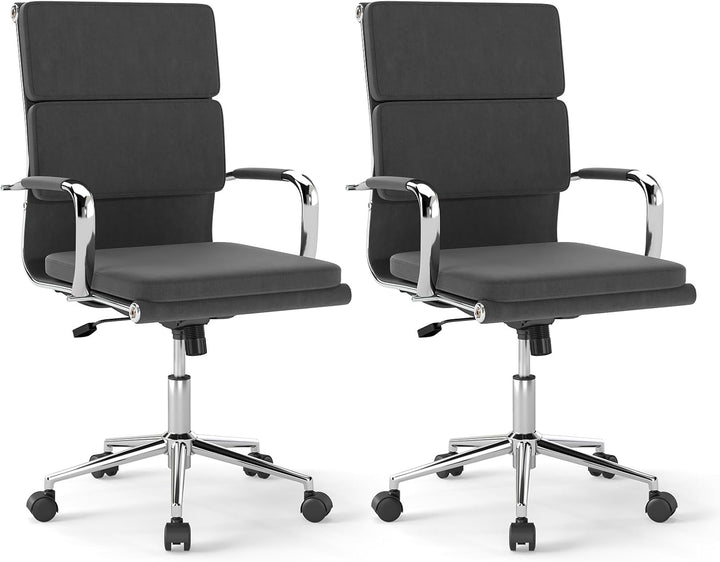 Giantex Ergonomic Office Chair Mid Back Fabric Desk Chair with Armrest