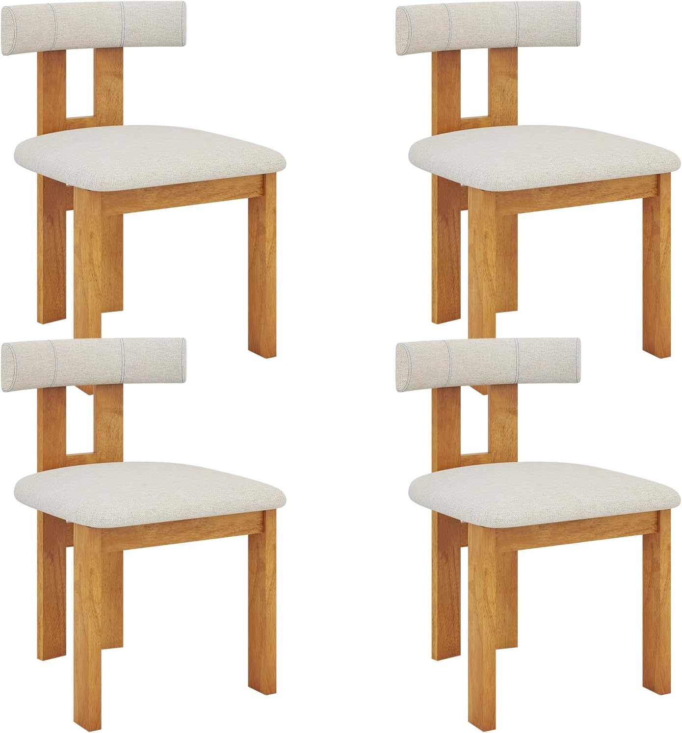 Giantex Modern Upholstered Accent Side Chairs with Curved Backrest