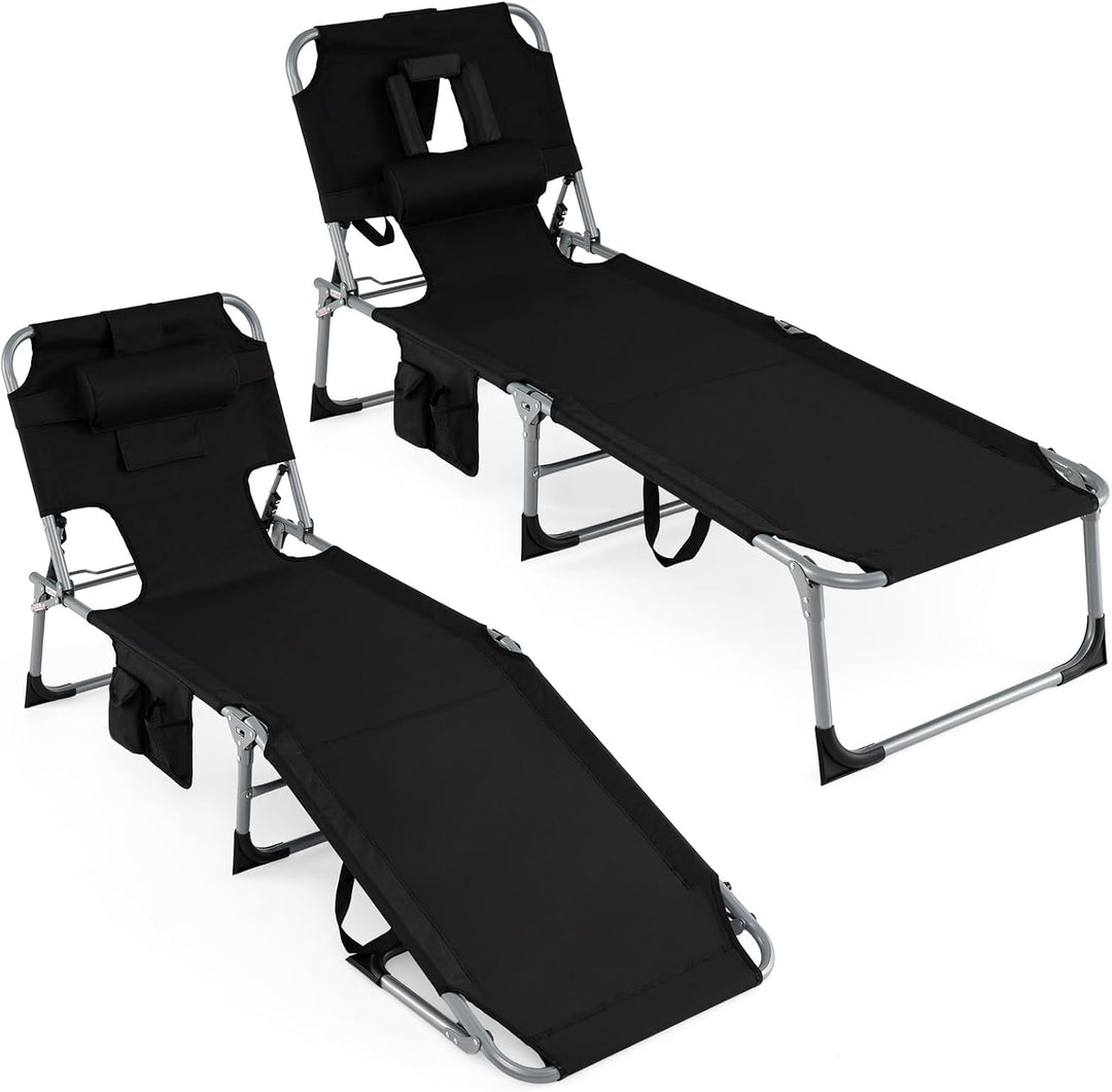Giantex Tanning Chair with Face Arm Holes Folding Chair