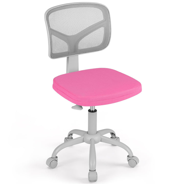 Giantex Armless Kids Desk Chair | Rolling Study Chair with Wheels &amp; Adjustable Height