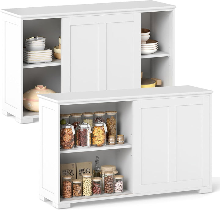 Giantex Buffet Cabinet with Storage, Coffee Bar Wine Cabinet, Farmhouse Sideboard w/Sliding Door