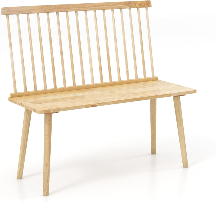 Giantex Entryway Bench for 2, Windsor Bench with Spindle Back & Anti-Slip Foot Pads