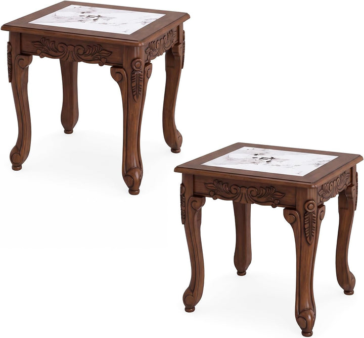 GIANTEX Vintage End Table Glass Sofa Side Table for Living Room