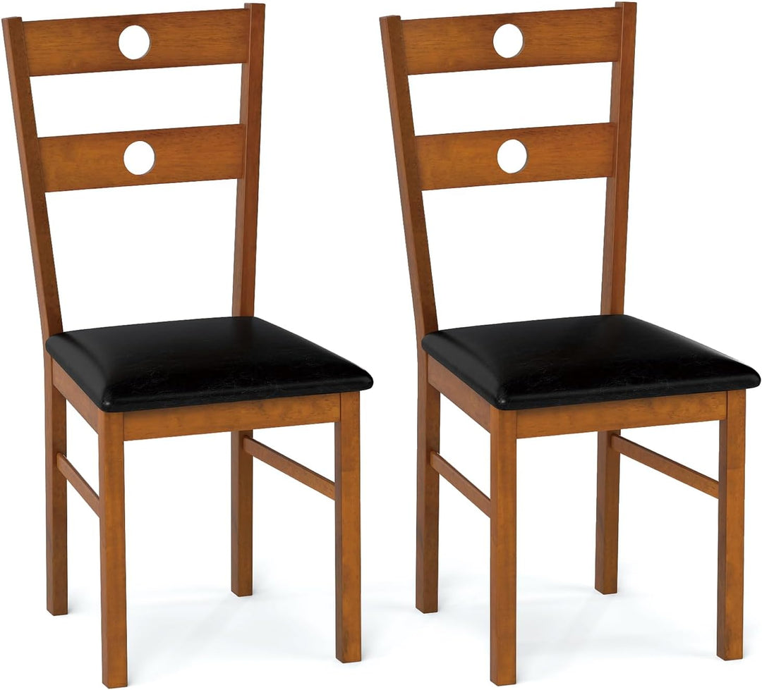 Giantex PU Leather Upholstered Kitchen Chairs w/Hollowed Backrest & Padded Seat