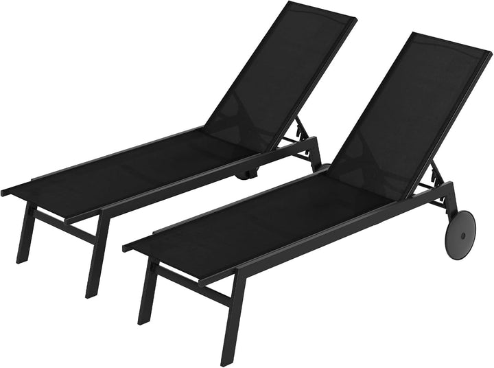 Giantex Patio Chaise Lounge Chair with Wheels and 6-Level Adjustable Backrest (1/2)