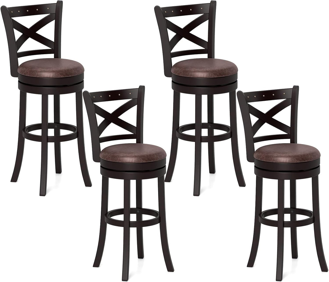 Giantex 30" Swivel Bar Stools with Footrest & Rubber Wood Frame