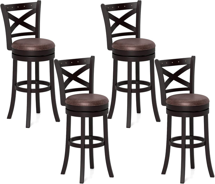Giantex 30" Swivel Bar Stools with Footrest & Rubber Wood Frame