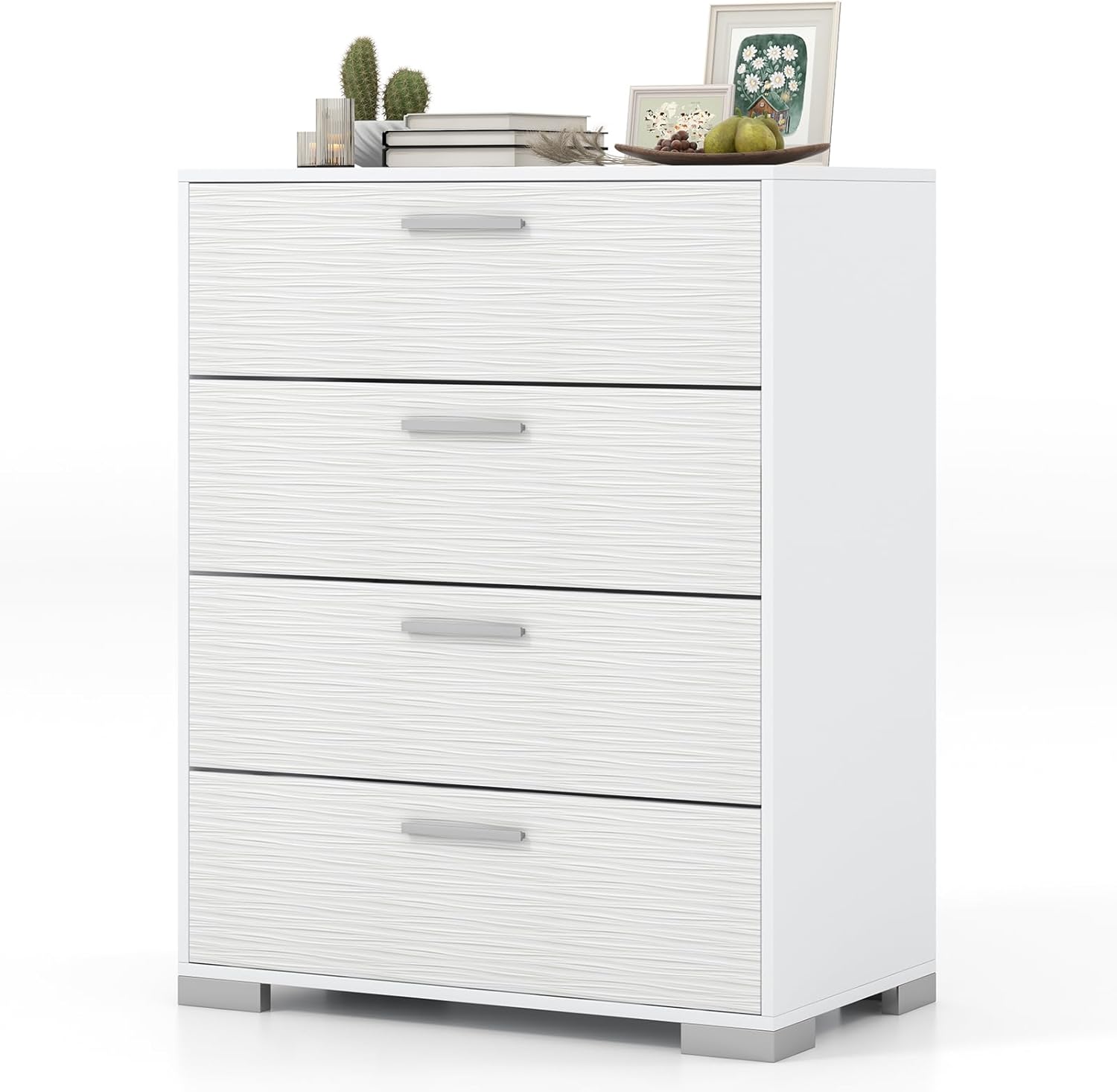 Giantex Storage Cabinet with 4 Drawers, Metal Legs & Handles, Anti-Toppling Devices, Tall Cabinet