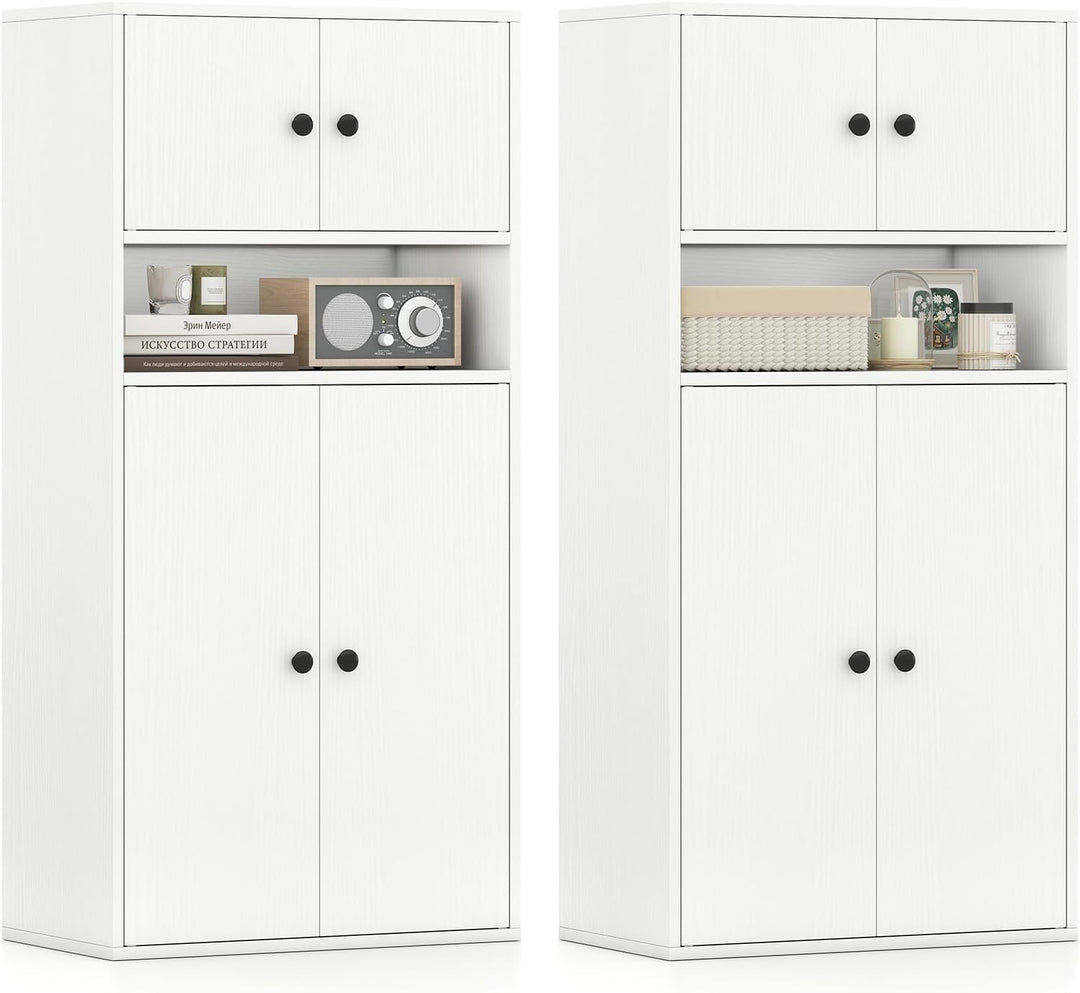 Giantex 44" Tall Bookshelf Modern Bookcase with Doors & Adjustable Shelf