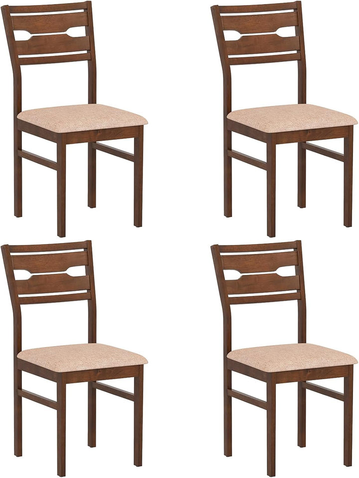 Giantex Wooden Dining Chairs Set of 2/4 Fabric Upholstered Kitchen Armless Chairs