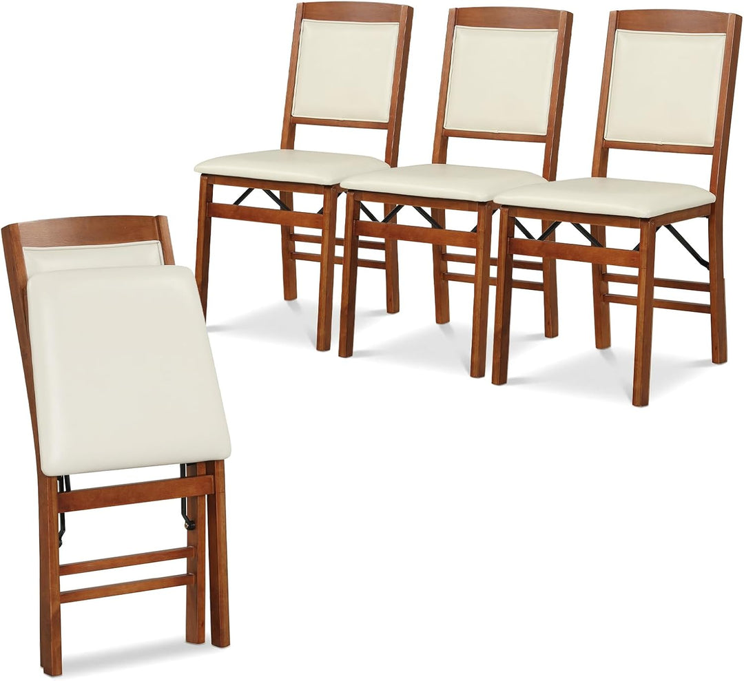 Giantex Folding Dining Chairs Set | Foldable Wood Kitchen Chairs with Padded Seat (2/4)