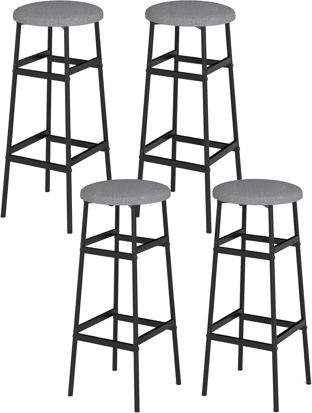 Giantex 29 Inch Bar Stools Set of 2/4 Upholstered Round Backless Bar Height Chairs with Sturdy Metal Frame and Footrest