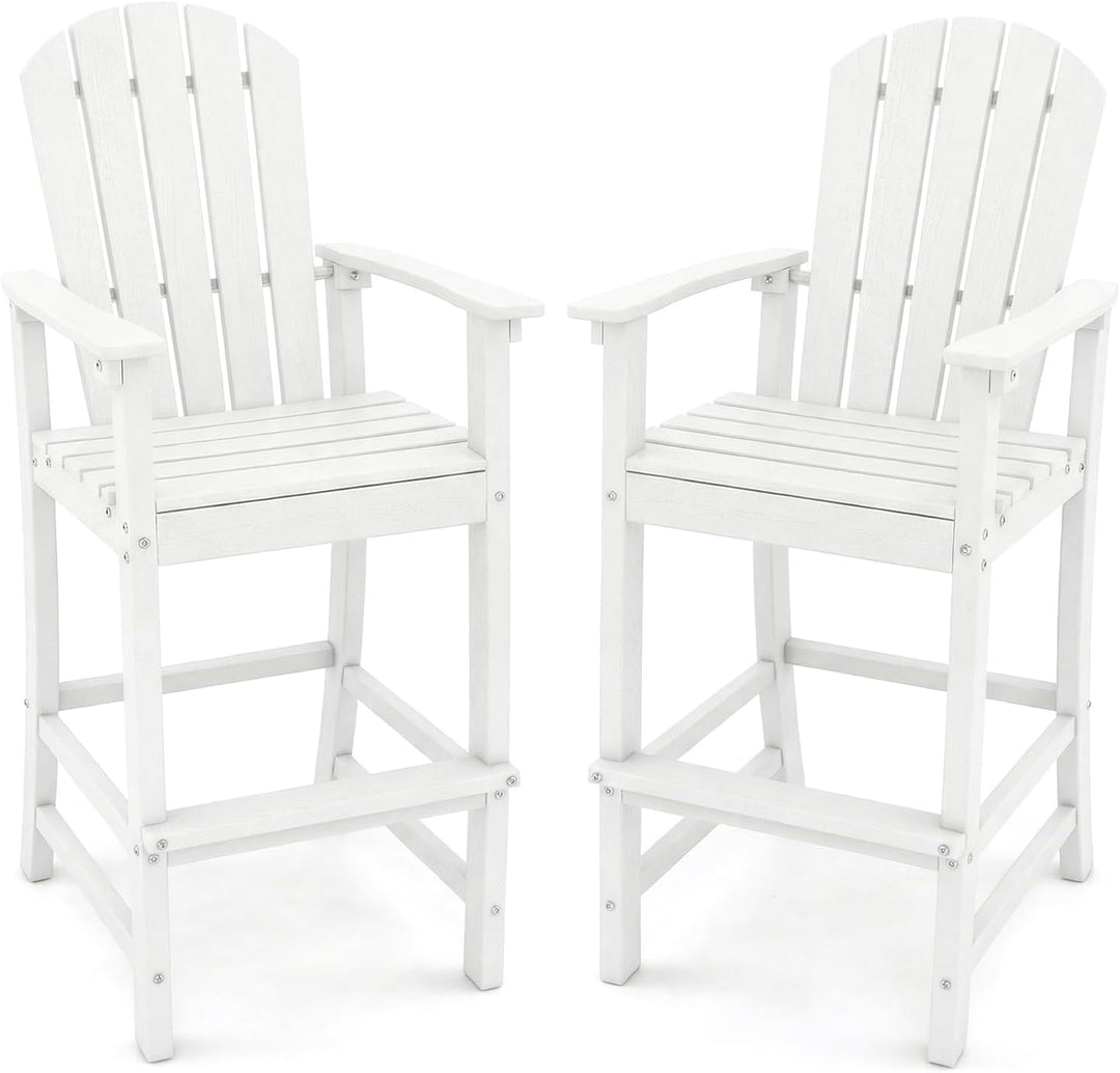 Giantex Outdoor HDPE Bar Stool, Tall Adirondack Chair with Armrests and Footrest, 30 Inches Counter Height Bar Stool