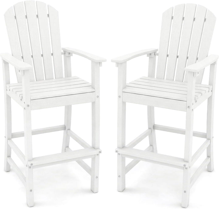 Giantex Outdoor HDPE Bar Stool, Tall Adirondack Chair with Armrests and Footrest, 30 Inches Counter Height Bar Stool