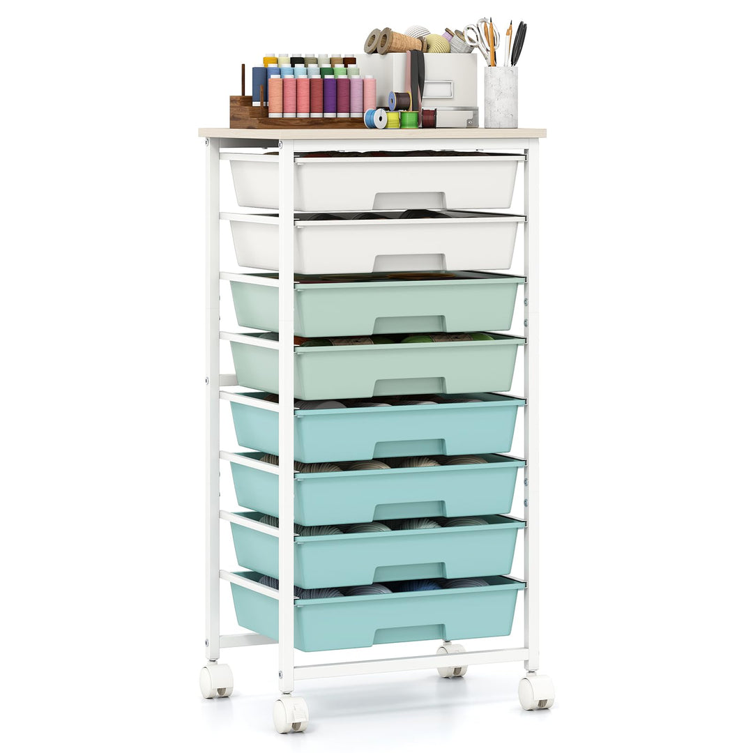 Giantex 8 Drawers Rolling Cart with Wheels for Office School