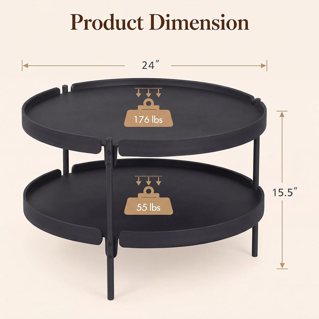 GIANTEX Small Round Coffee Table 24" Center Table with Storage