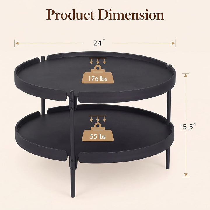 GIANTEX Small Round Coffee Table 24" Center Table with Storage