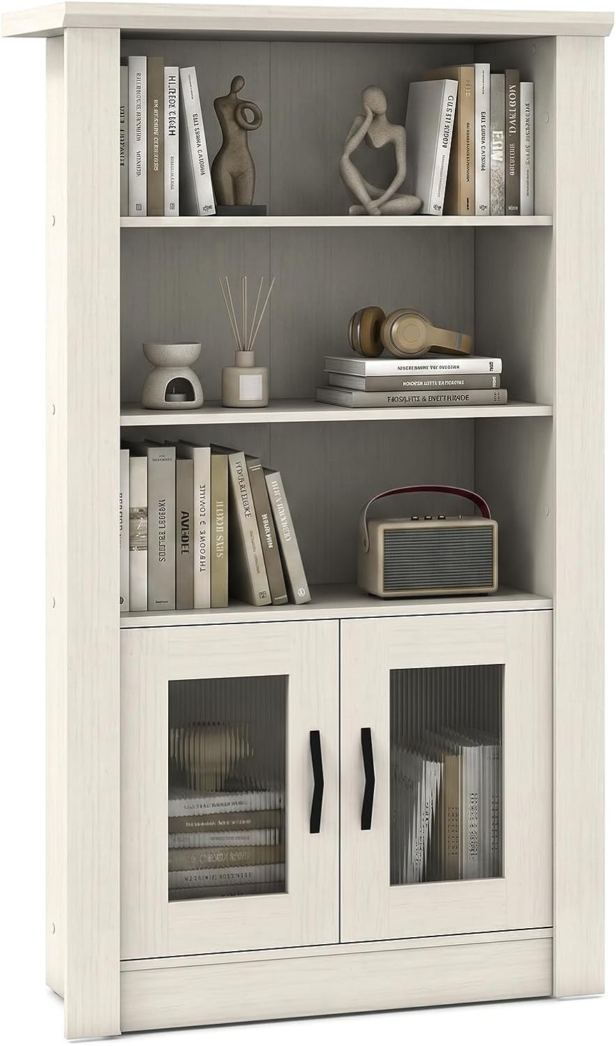 GIANTEX 48.5" Tall Modern Bookshelf with Cabinet, 4-Tier Display Bookcase