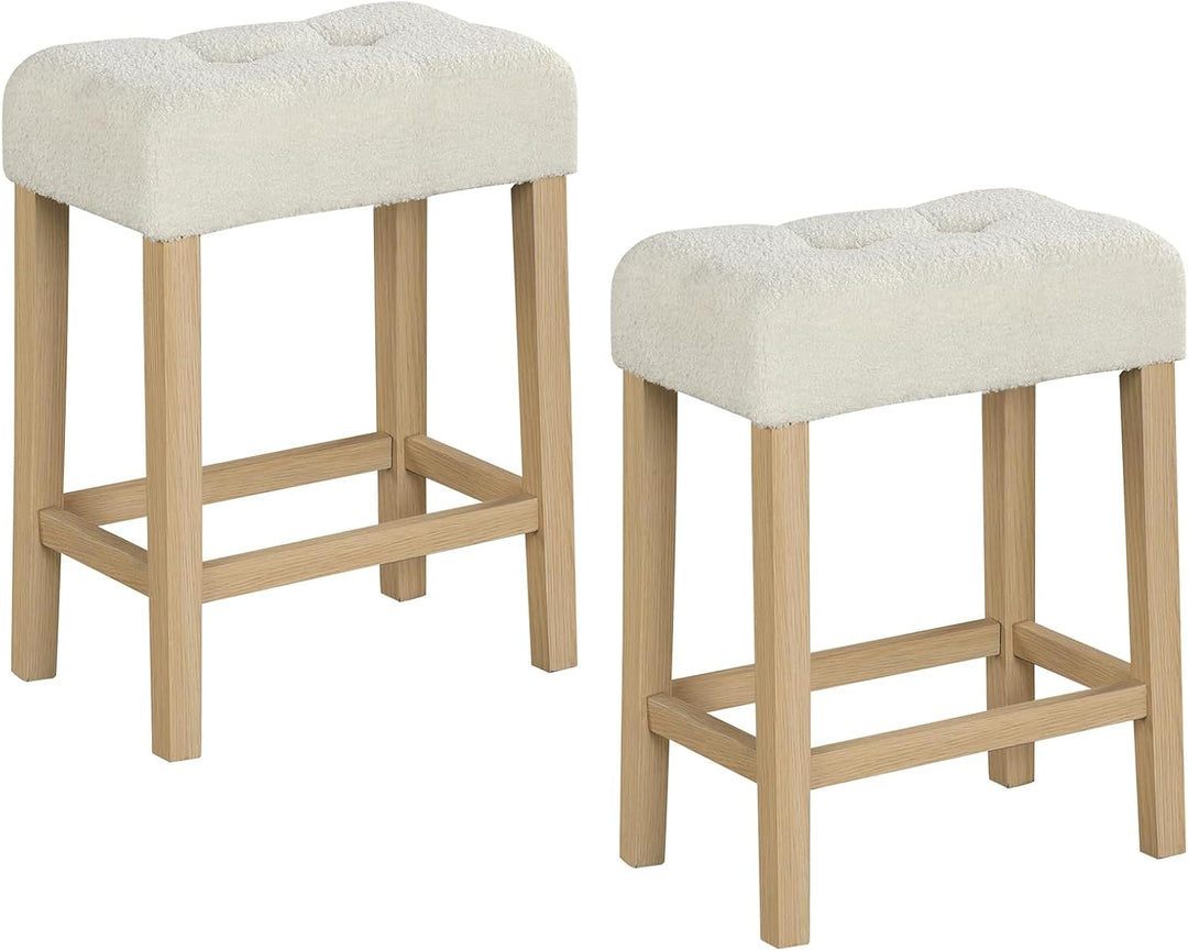 Giantex Sherpa Bar Stools, 24" Counter Height Kitchen Bar Stools with Cushioned Seat