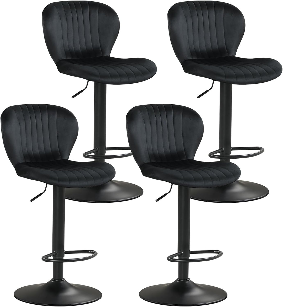 Giantex Bar Stools Set of 2/4 | Adjustable Counter Height Chairs with Velvet Upholstered Backrests