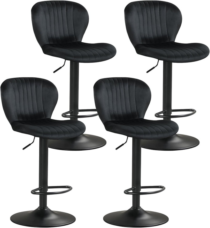 Giantex Bar Stools Set of 2/4 | Adjustable Counter Height Chairs with Velvet Upholstered Backrests