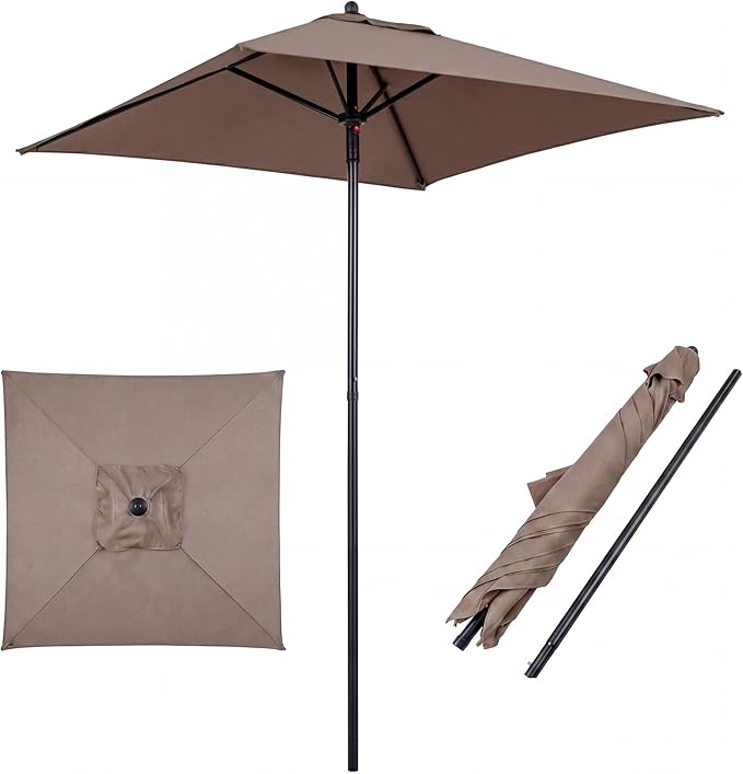 Giantex Square Patio Umbrella with Push Bottom Tilt &amp; 4 Sturdy Ribs