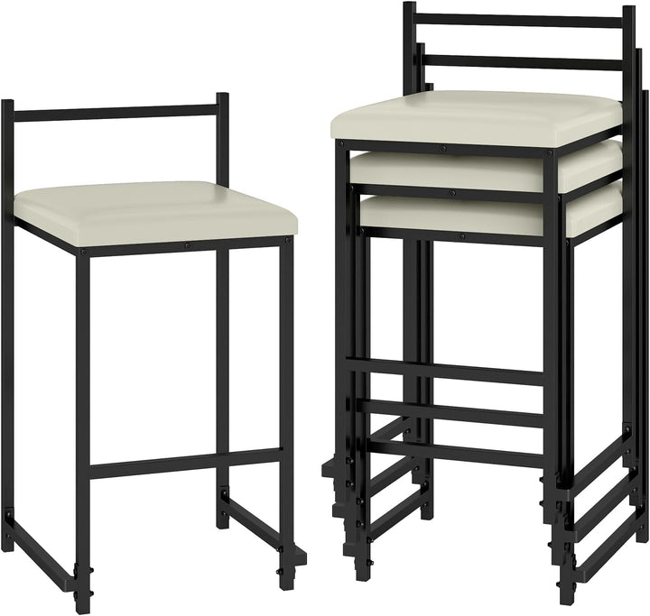 Giantex 26 Inch Modern Metal Bar Stools Set of 2/4 Armless Bar Chairs with Low Back
