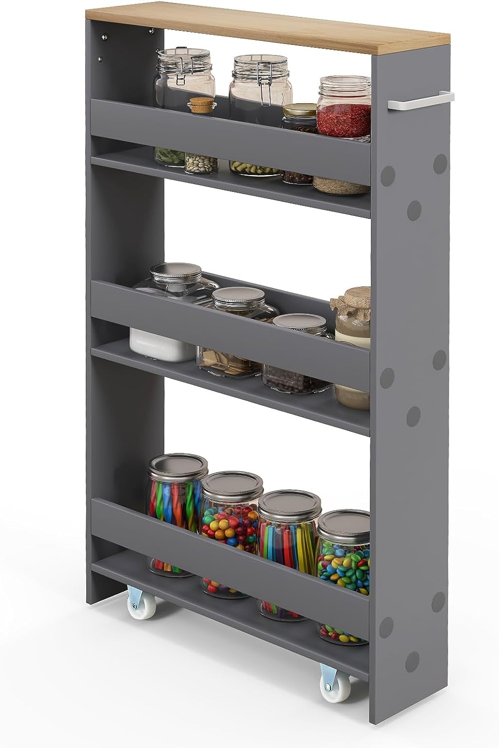 Giantex Kitchen Slim Storage Cart 4 Tier, Rolling Side Storage Cabinet w/Handle