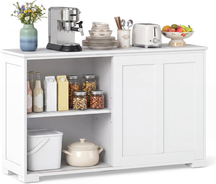 Giantex Buffet Cabinet with Storage, Coffee Bar Wine Cabinet, Farmhouse Sideboard w/Sliding Door
