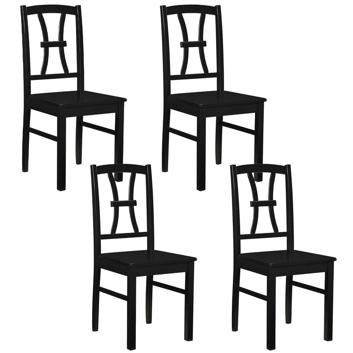 GIANTEX Solid Wood White Kitchen Chairs w/ Elegant High Back (2/4)