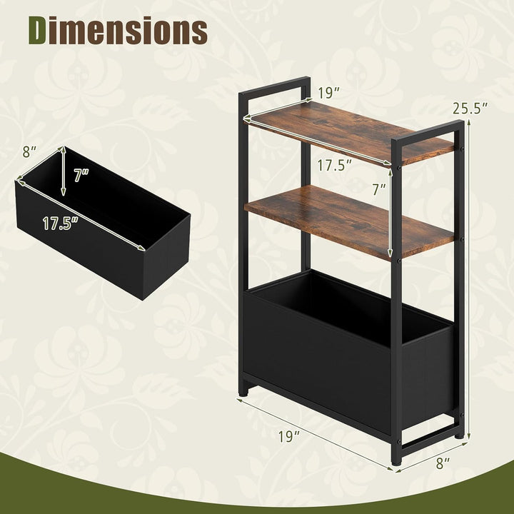 GIANTEX 8" Narrow End Table with Fabric Drawer &amp; 2 Shelves