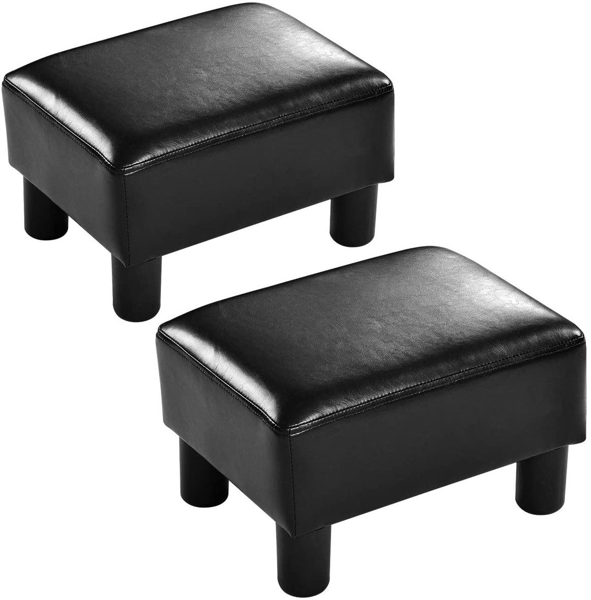 Giantex 16" Small Footstool PU Leather Ottoman Footrest Modern