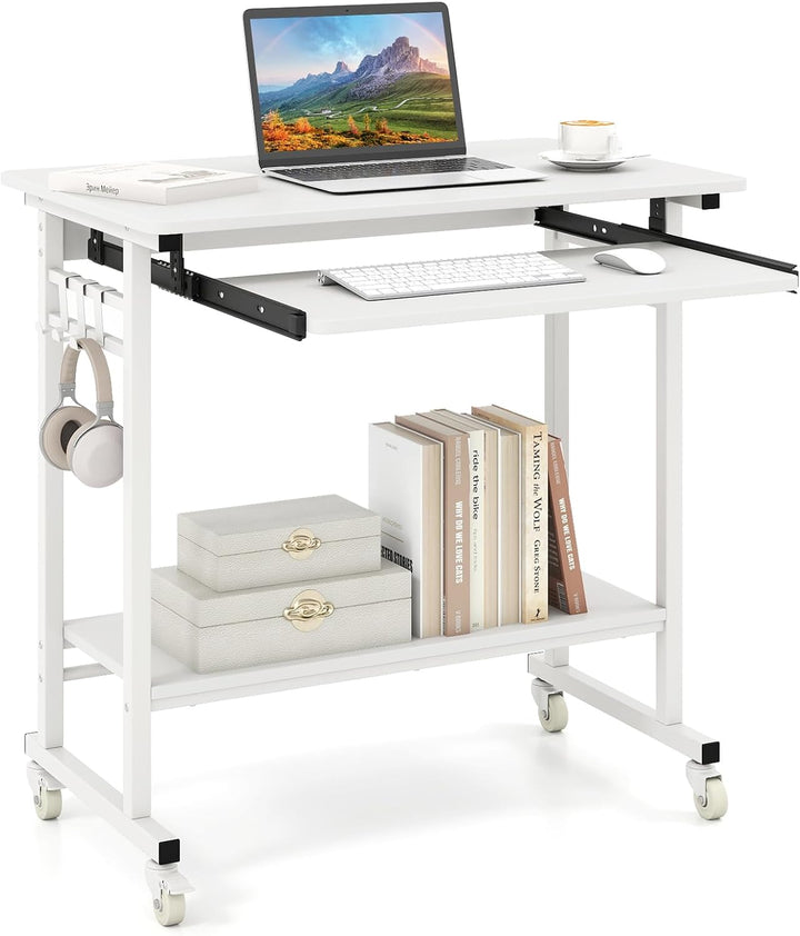 Giantex Rolling Laptop Table with Pull-out Keyboard Tray and Hooks