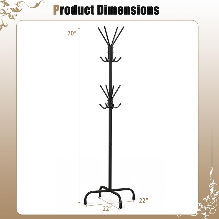 GIANTEX Metal Coat Rack Freestanding, Clothes Stand with 16 Hooks &amp; 4 Legs