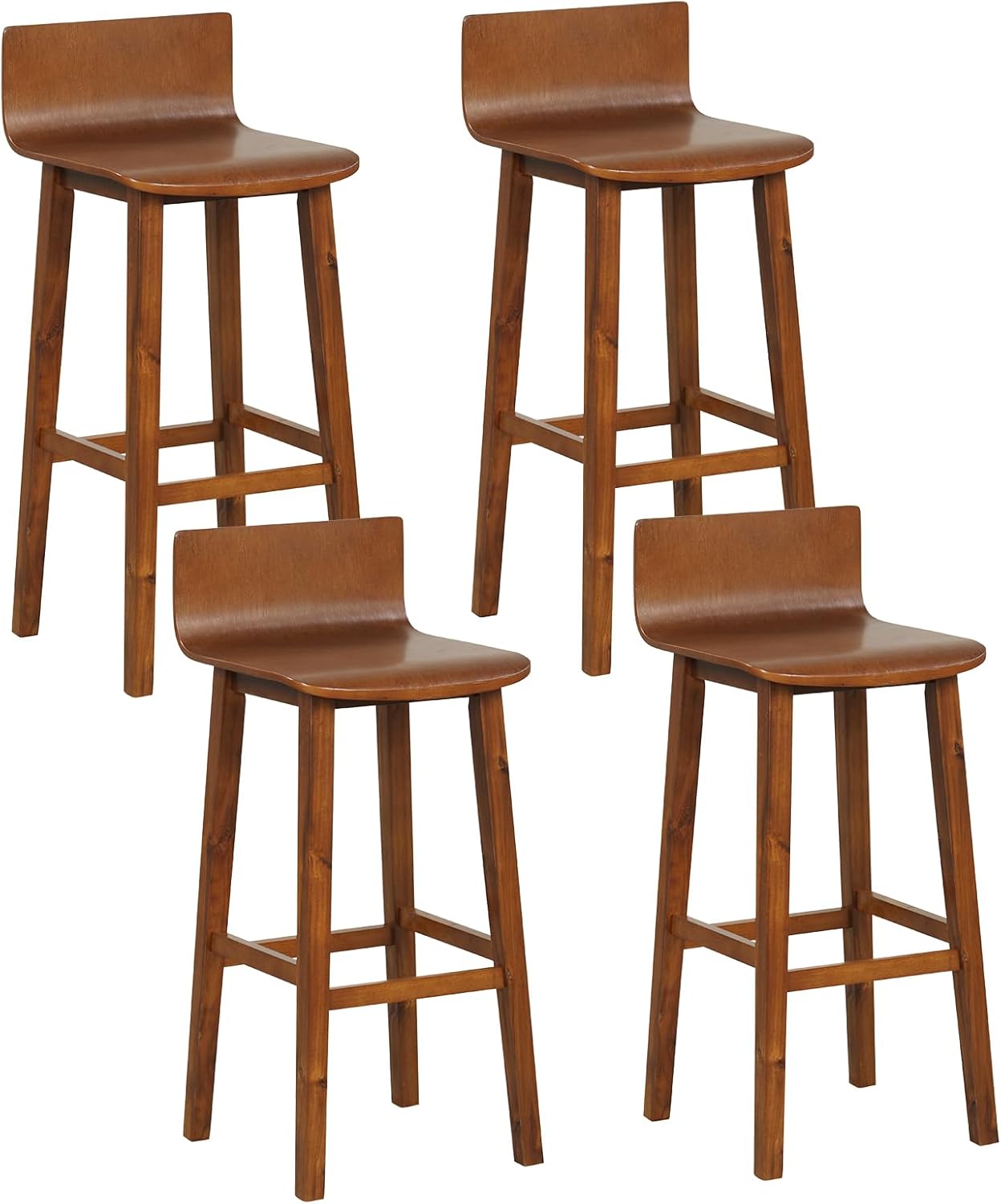 Giantex 2 or 4 Bar Stools Set with Low Back & Footrest