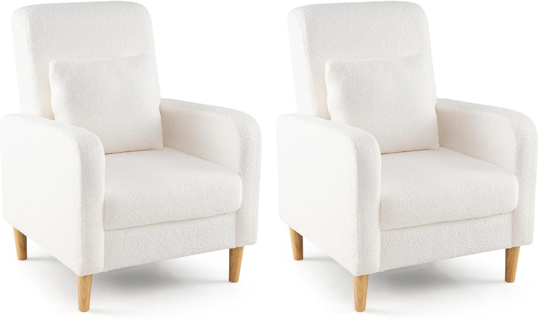 Giantex Modern Accent Chair with Lumbar Pillow Teddy Fleece Cover