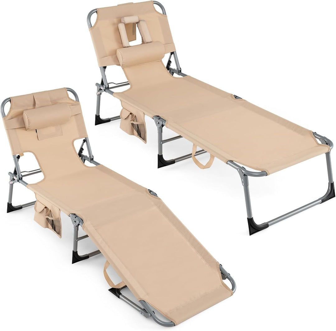Giantex Tanning Chair with Face Arm Holes Folding Chair