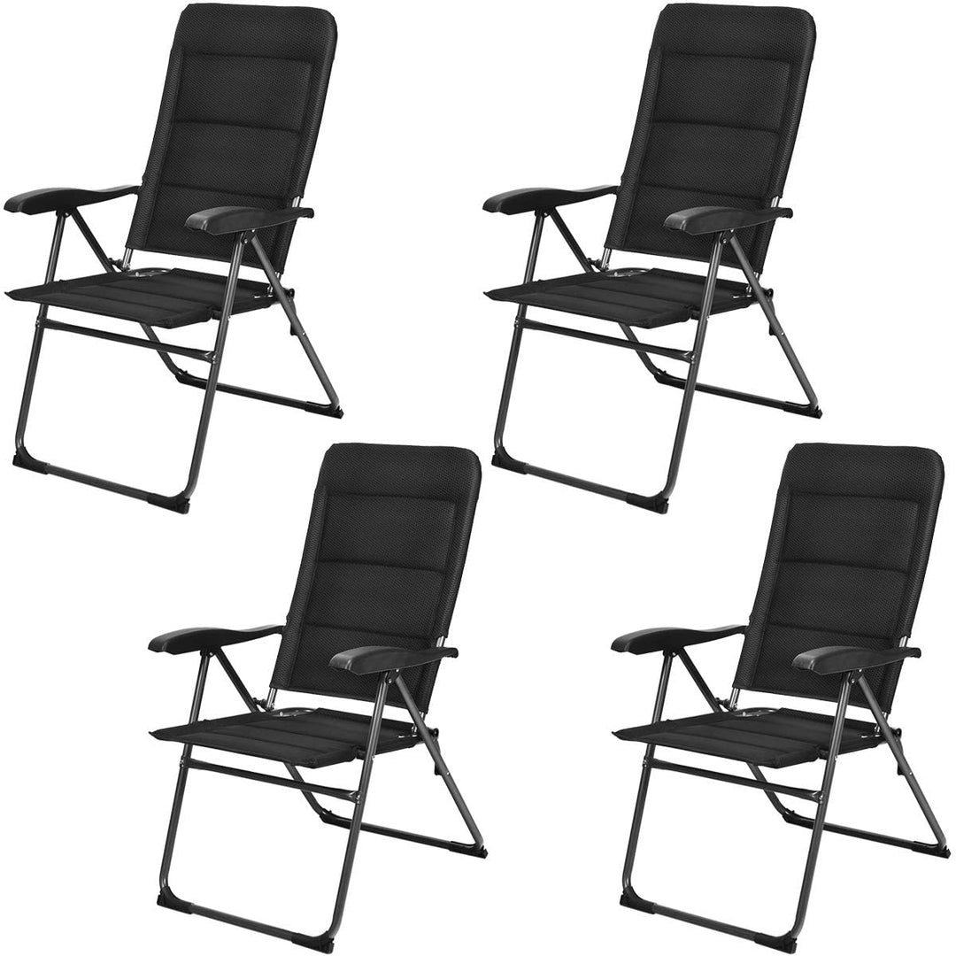 Set of 2 Patio Chairs, Folding Chairs with Adjustable Backrest