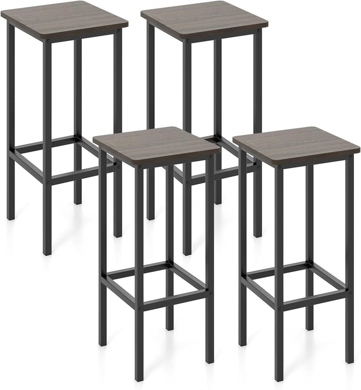 Giantex Bar Stools Set of 4, 26" Backless Barstools with Metal Legs & Footrest, Breakfast Bar Dining Chairs